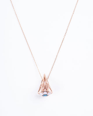 pod pendant with london blue topaz in rose gold - blue