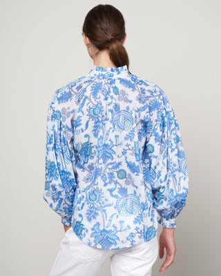 poet mossy blouse - white/blue mossy blue print