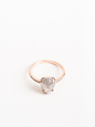 grey pear diamond ring with jules setting