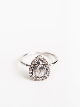 salt & pepper diamond halo ring