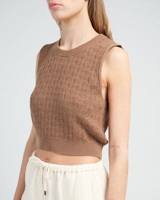 pointelle mini top - brown sugar