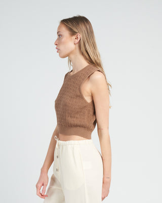 pointelle mini top - brown sugar