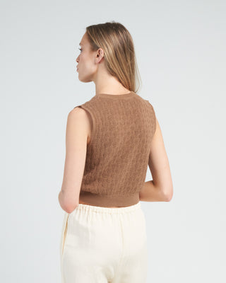 pointelle mini top - brown sugar