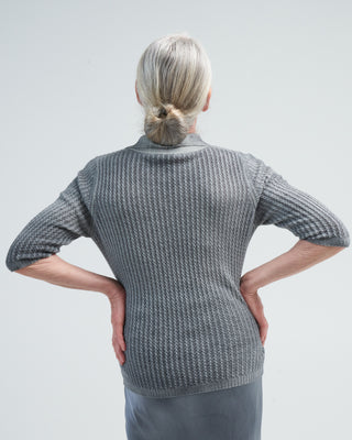 polo neck pullover with small cables - n/ghiaccio