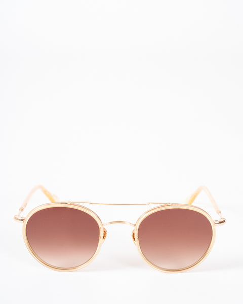 Krewe Porter 24K Titanium Frame in Champagne Round Sunglasses KREWE Porter - 24k Titanium + Champagne – M. STUDIO main image 4