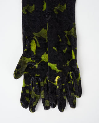 printed velvet gloves - green