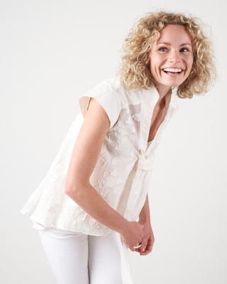 tie front blouse - ivory