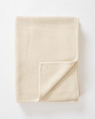 purl knit cashmere throw with border