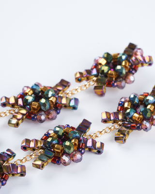 purple quartz, swarovski, miyuki earrings - green/ purple