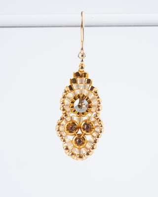 pyrite, miyuki, swarovski earrings - gold