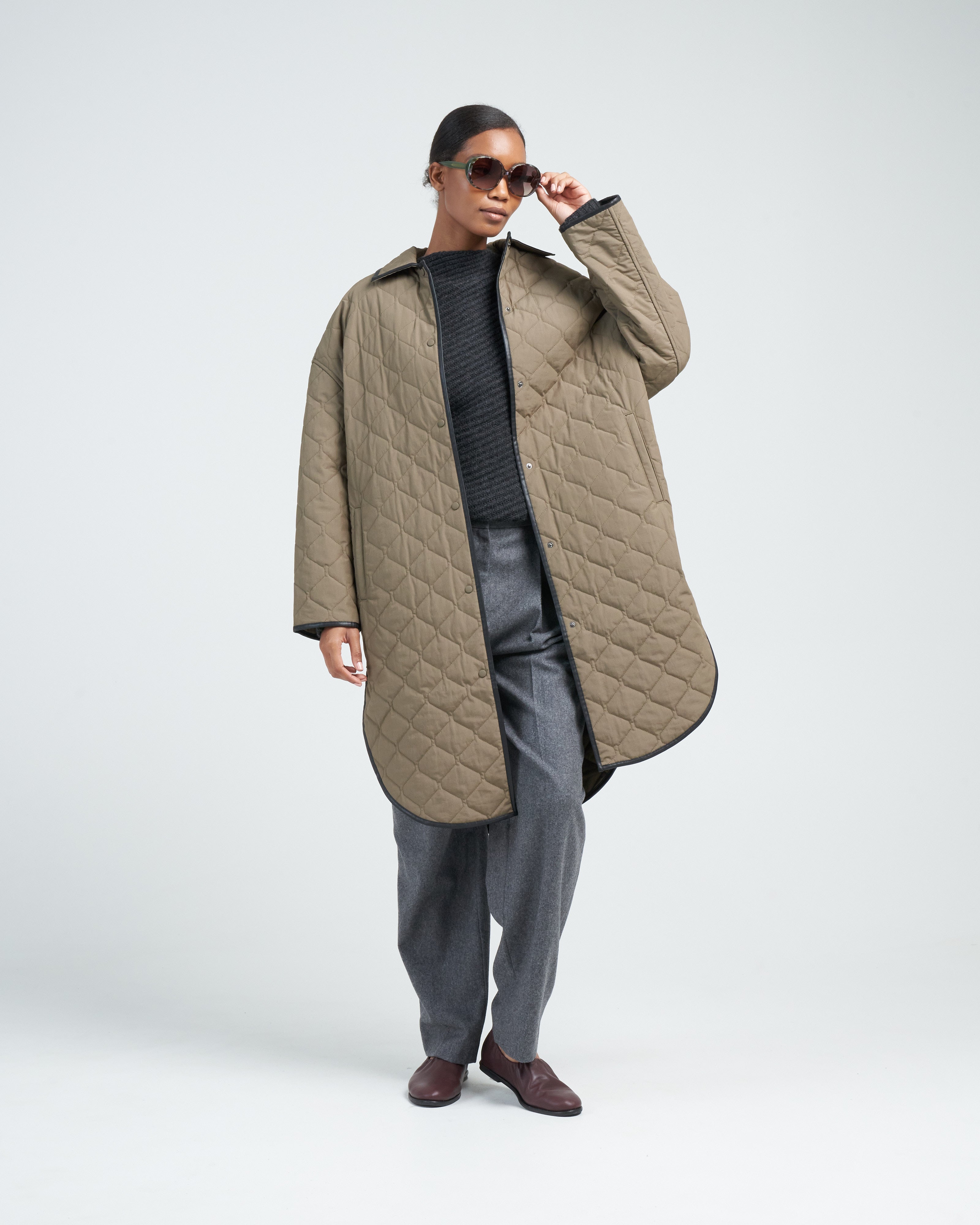 Toteme Quilted Cocoon Coat Marsh - Main Image