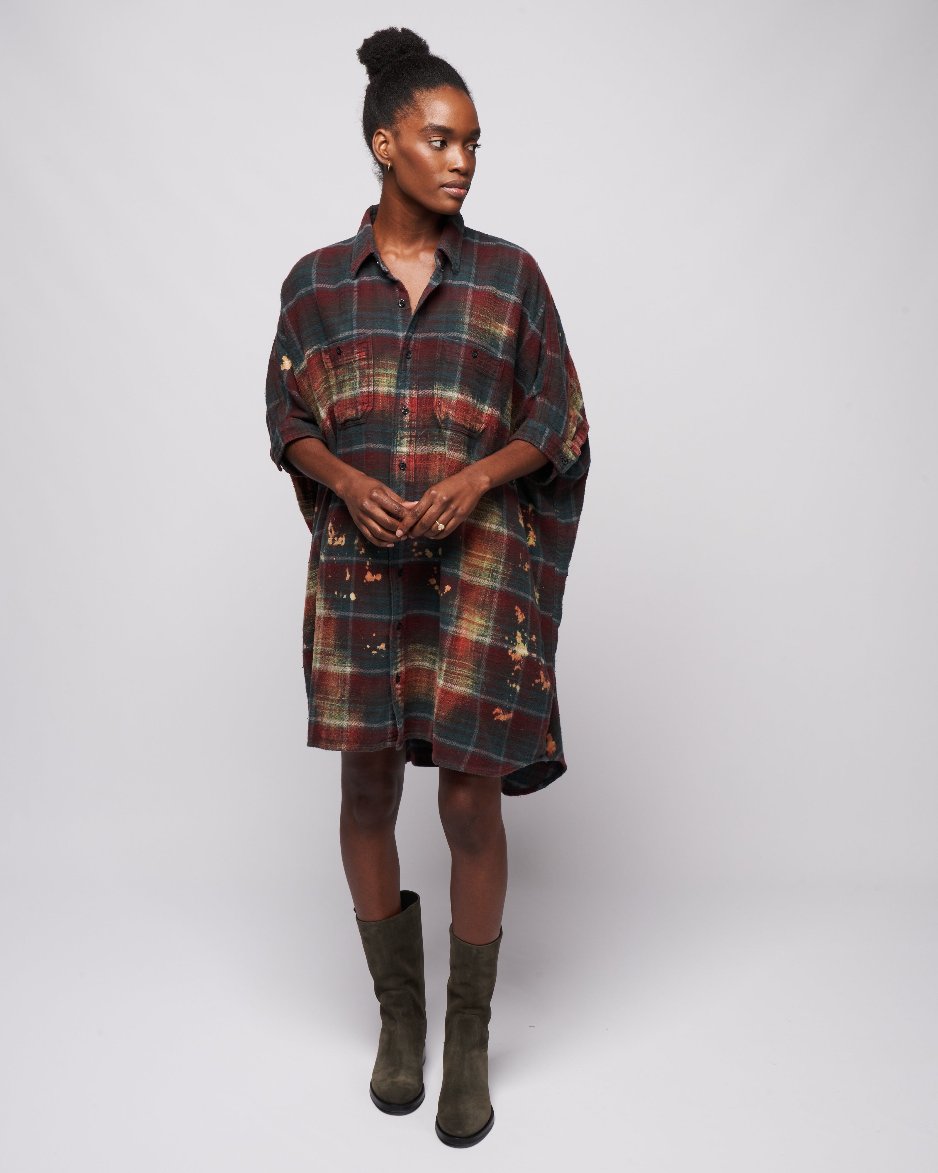plaid oversized dress R13 Plaid Oversized Boxy Shirt Dress in Red