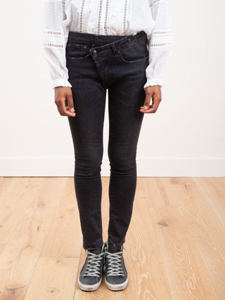 crossover skinny jeans - black marble