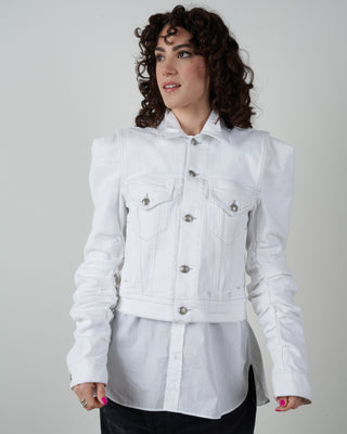 kelsey shirring denim jacket - white