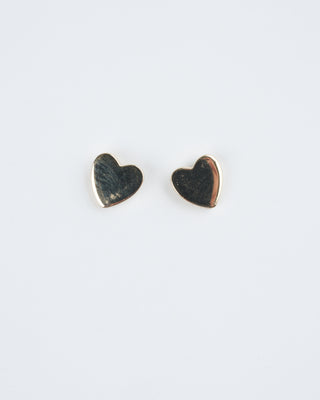 mini gold heart stud earrings - gold