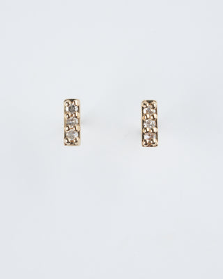 mini diamond bar stud earrings - gold