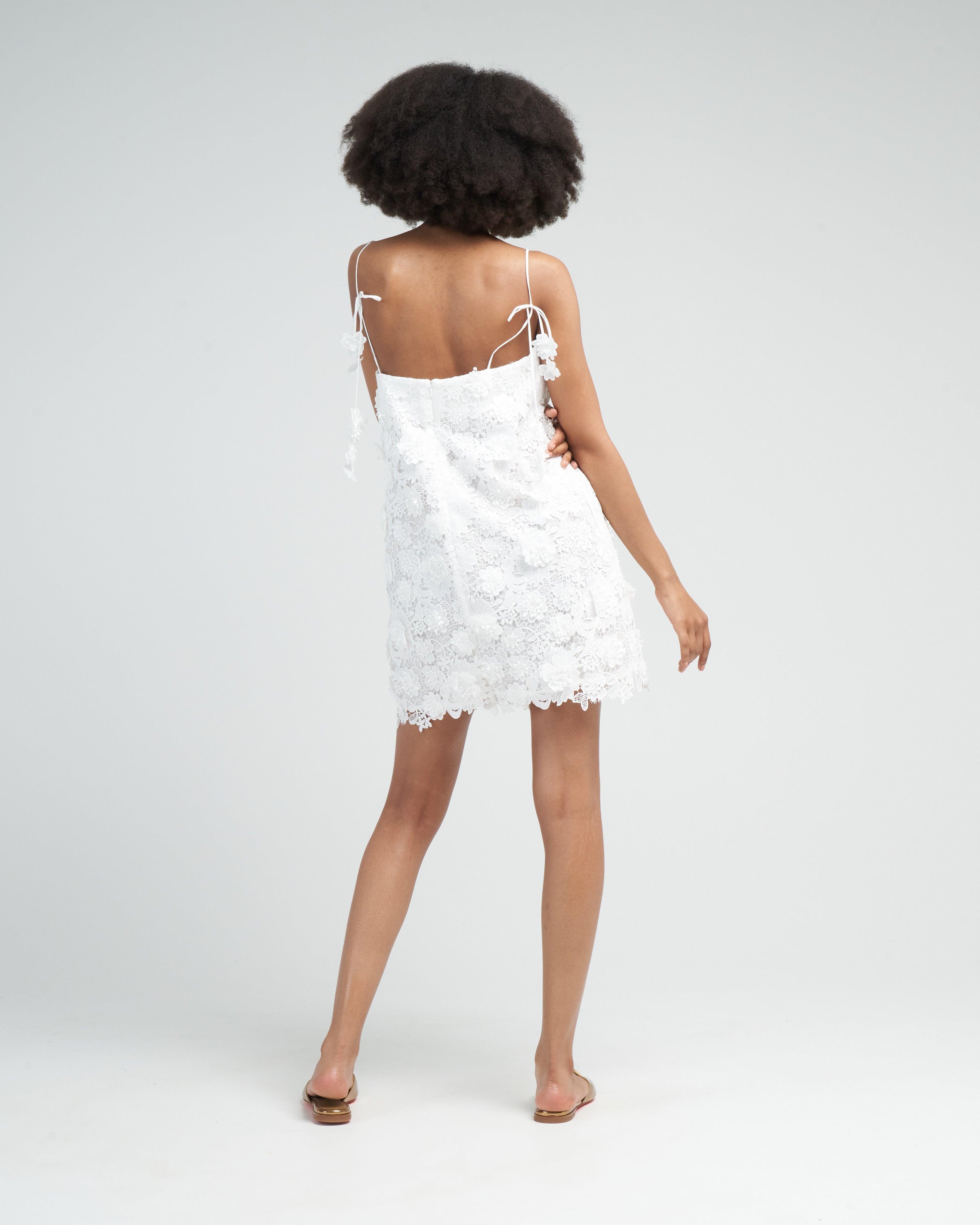 Zimmermann Raie Lace Flower Mini Dress Ivory