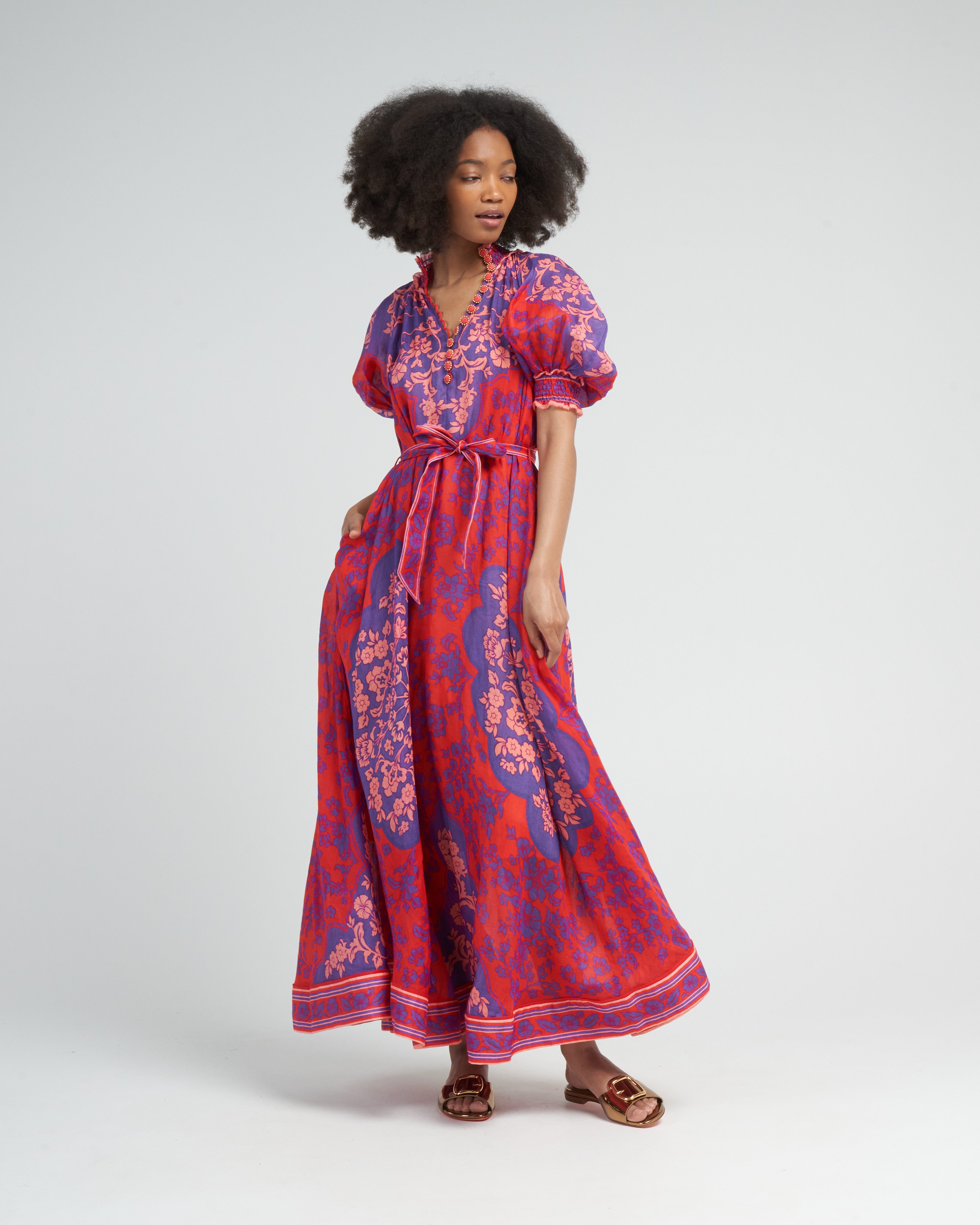 Zimmermann Raie Swing Maxi Dress Purple/Red Floral