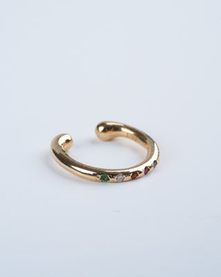 rainbow gems ear cuff - gold/ multi