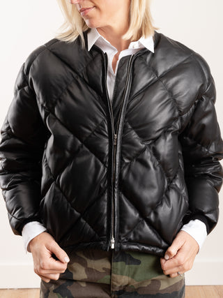 quilted leather puffer