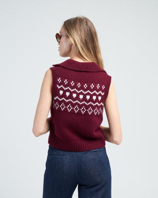 remington vest - cherry/cream jacquard