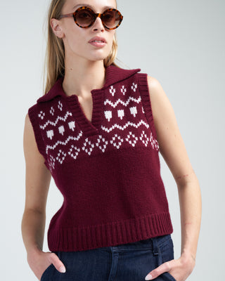 remington vest - cherry/cream jacquard