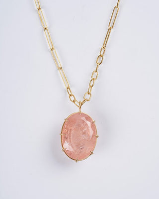 peach morganite oval pendant necklace