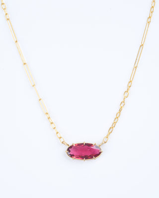 rubillite tourmaline faceted oval pendant necklace - gold/ purple