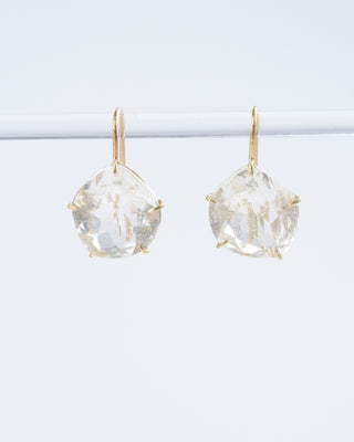 white topaz petal earring - gold