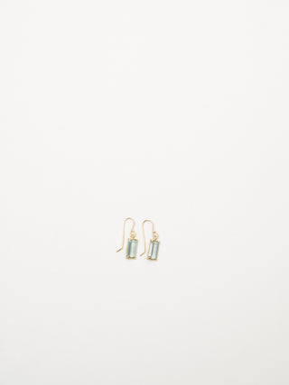 emerald cut blue/green tourmaline earrings
