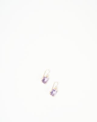 emerald cut faceted lavender amethyst earrings