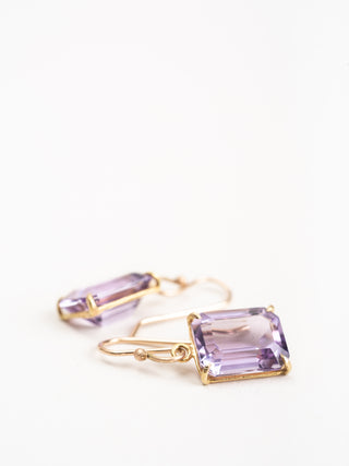 emerald cut lavender amethyst earrings