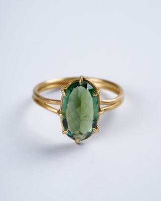 handcut green tourmaline ring