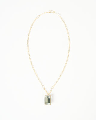 green amethyst emerald cut pendant necklace - 22k gold