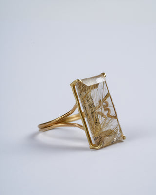 one of a kind rutile quartz cocktail ring