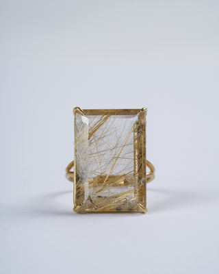 one of a kind rutile quartz cocktail ring