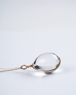 rock crystal sphere w/14k halo setting - gold