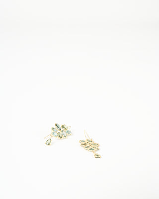 sapphire and tourmaline florette earrings - gold