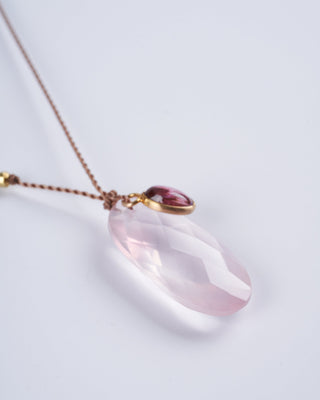 rose quartz and cabochon pink tourmaline necklace