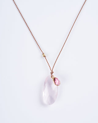 rose quartz and cabochon pink tourmaline necklace