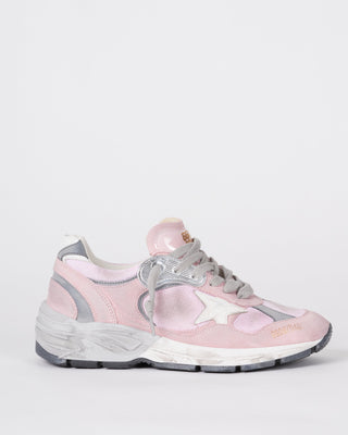 running dad net and suede upper leather star suede spur - pink/white 80454