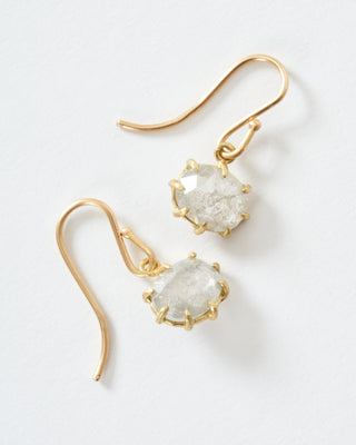 rustic diamond oval drop earrings