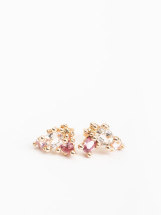 mixed sapphire encrusted stud earrings
