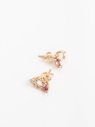mixed sapphire encrusted stud earrings