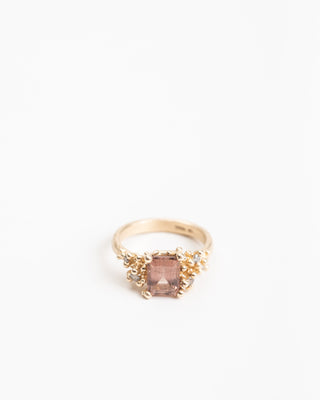 pink tourmaline & diamond ring w/ granules