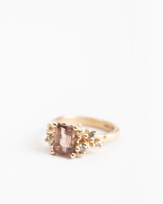 pink tourmaline & diamond ring w/ granules