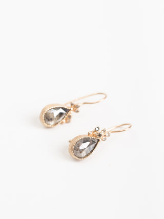 rose cut grey diamond drop earrings