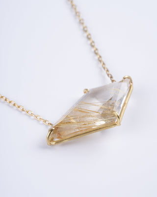 rutilated quartz geometric gemstone necklace