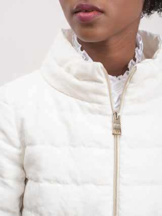 down linen jacket - white