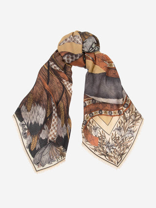 cunning kitsune cashmere scarf - gold/ginger